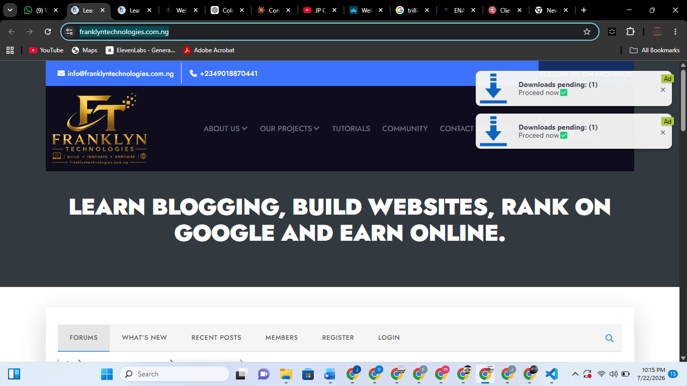 Franklyn Technologies — Web Development portfolio example by Joetech, Lagos